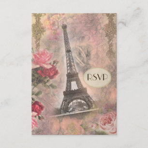 Shabby Chic-Eiffelturm u. -ROSEN UAWG RSVP Karte