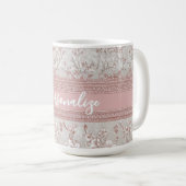 Shabby Chic Elegance PInk Vintag Lace Personalize Kaffeetasse (VorderseiteRechts)