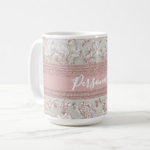 Shabby Chic Elegance PInk Vintag Lace Personalize Kaffeetasse