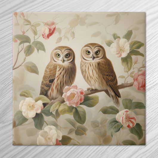 Shabby Chic Elegant Owls Fliese