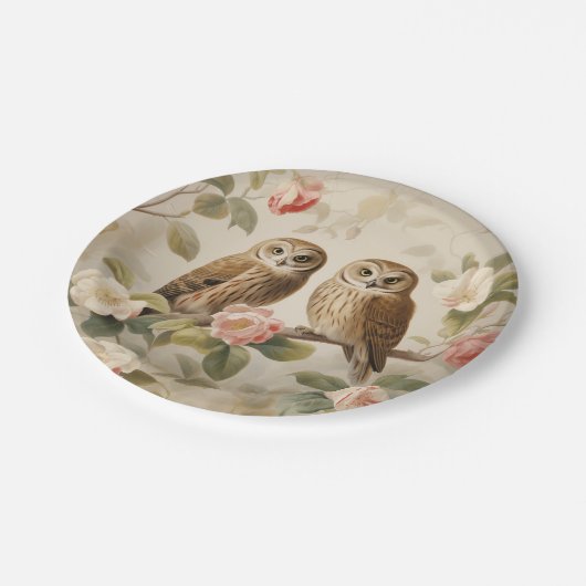Shabby Chic Elegant Owls Pappteller (Schrägansicht)