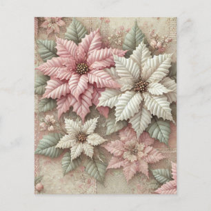 Shabby Chic Fabric Poinsettia Scrapbook Paper