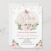 Shabby Chic Fall Pumpkin 1. Geburtstag Einladung (Vorderseite)