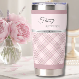 Shabby Chic Fancy und Fokussiert Rosa Kariert Thermobecher