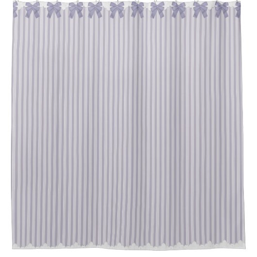 Shabby Chic-Flieder Stripes w-Bögen u. -spitze Duschvorhang (Vorderseite)