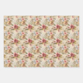 Shabby Chic Floral auf Beige Geschenkpapier Set (Vorderseite 3)