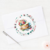 Shabby Chic Floral Birthday Cake Runder Aufkleber (Umschlag)