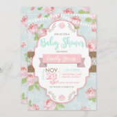Shabby Chic Floral Burlap Baby Dusche Einladung (Vorne/Hinten)
