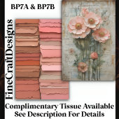 Shabby Chic Floral Ephemera Peach BP7A Decoupage Seidenpapier