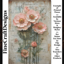 Shabby Chic Floral Ephemera Peach BP7A Decoupage Seidenpapier