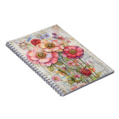 Shabby Chic Floral Ephemere Rosa Blume S7L Notizblock (Rechte Seite)