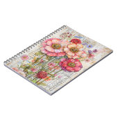 Shabby Chic Floral Ephemere Rosa Blume S7L Notizblock (Linke Seite)