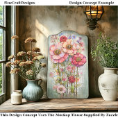 Shabby Chic Floral Ephemere Rosa Rot S7L Decoupage Seidenpapier