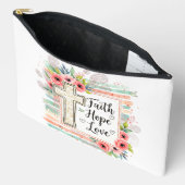 Shabby Chic floral Faith Hope Love Zubehörtasche (Offen)