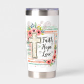 Shabby Chic floral Glaube Hoffnung Liebe Thermobecher (Vorderseite)