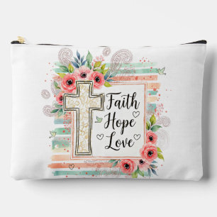 Shabby Chic floral Glaube Hoffnung Liebe Zubehörtasche