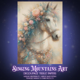 Shabby Chic Floral Horse Craft Decoupage Seidenpapier