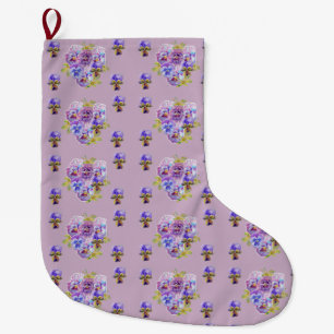 Shabby Chic Floral Lila lila Weihnachten Strumpf Großer Weihnachtsstrumpf