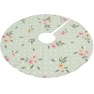 Shabby Chic Floral Pastell Green Mix Polyester Weihnachtsbaumdecke