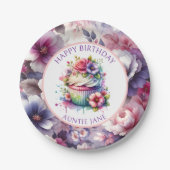 Shabby Chic floral Personalisiert Pappteller (Vorderseite)