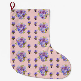 Shabby Chic Floral Polka Dot Strumpf Großer Weihnachtsstrumpf