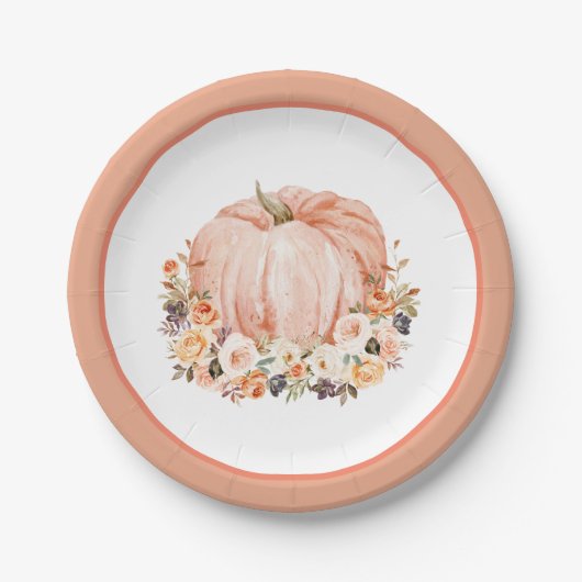 Shabby Chic Floral Pumpkin Paper Teller (Vorderseite)