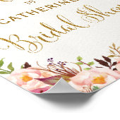 Shabby Chic Floral Rose Brautparty Begrüßungszeich Poster (Ecke)