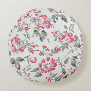 Shabby Chic Floral Rose Muster Rundes Kissen