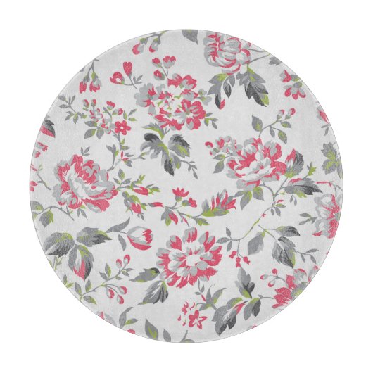Shabby Chic Floral Rose Muster Schneidebrett (Vorderseite)