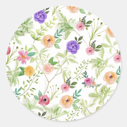 Shabby Chic Floral Runder Aufkleber (Vorderseite)