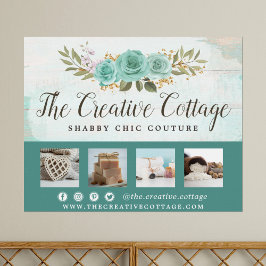 Shabby Chic Floral Rustic Wood Marketing Promo Poster