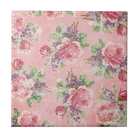 Shabby Chic Floral Tile Fliese (Vorderseite)