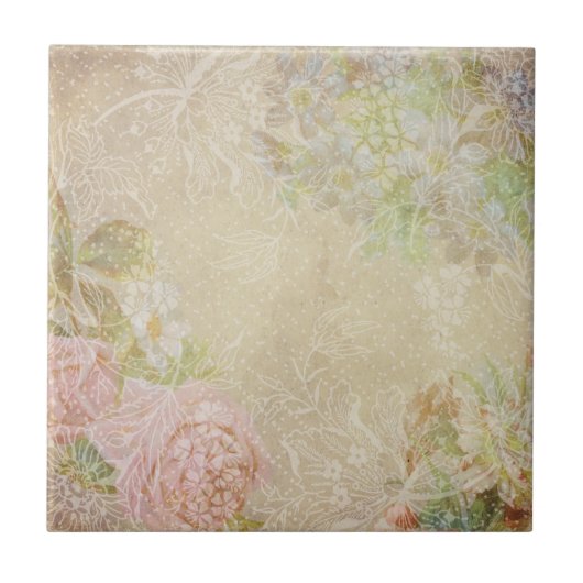 Shabby Chic Floral Tile Fliese (Vorderseite)