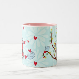 Shabby Chic Floral und Herz Zweifarbige Tasse