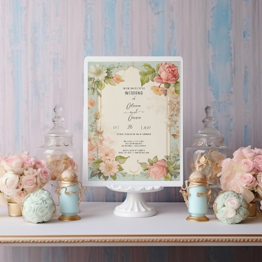 Shabby Chic Floral Wedding Einladung