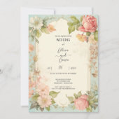 Shabby Chic Floral Wedding Einladung (Vorderseite)
