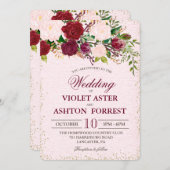 Shabby Chic Floral Wedding Einladung (Vorne/Hinten)