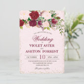 Shabby Chic Floral Wedding Einladung (Stehend Vorderseite)
