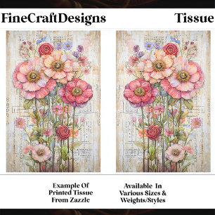 Shabby Chic Florale Ephemera Rosa Rot S7B Decoupag Seidenpapier