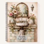 Shabby Chic Florales Badezimmer Notizblock (Vorderseite)