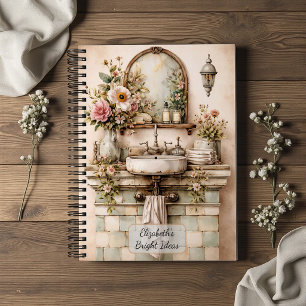 Shabby Chic Florales Badezimmer Notizblock