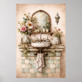 Shabby Chic Florales Badezimmer Poster (Vorne)