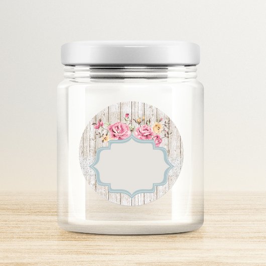 Shabby Chic florales Rustikales Holz & Spitzen Sch Runder Aufkleber