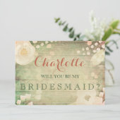 Shabby Chic Florals | Werden Sie meine Bridesmaid Einladung (Stehend Vorderseite)