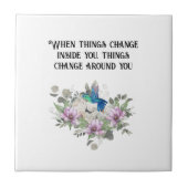 Shabby chic flowers art and selflove quote fliese (Vorderseite)