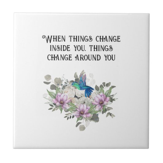 Shabby chic flowers art and selflove quote fliese (Vorderseite)