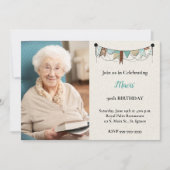 Shabby Chic Foto 90. Geburtstagsparty Einladung (Vorderseite)