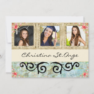 Shabby Chic Foto Abschluss Open House Einladung