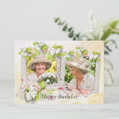 Shabby Chic Foto Geburtstagkarte Einladung (Stehend Vorderseite)