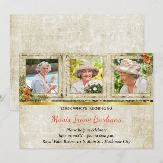 Shabby Chic Foto Geburtstagsparty Einladung